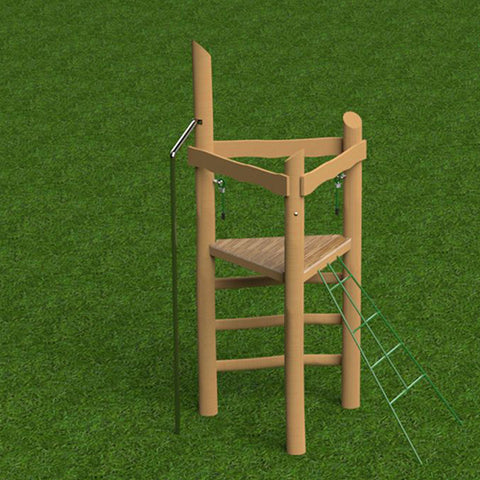 Image of klimtoren-met-brandweerstang-sicuro-met-klimnet-klimmen