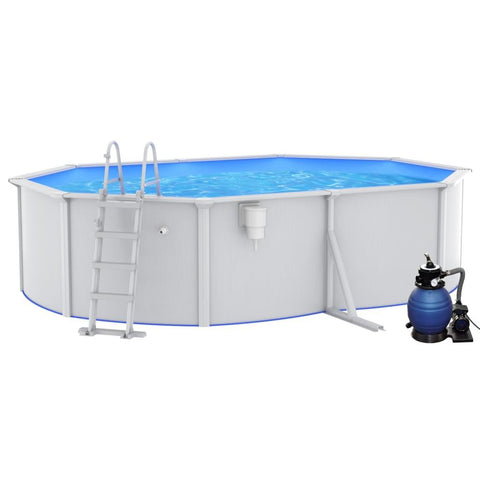 Image of Zwembad met zandfilterpomp en ladder 490x360x120 cm - JouwSpeeltuin