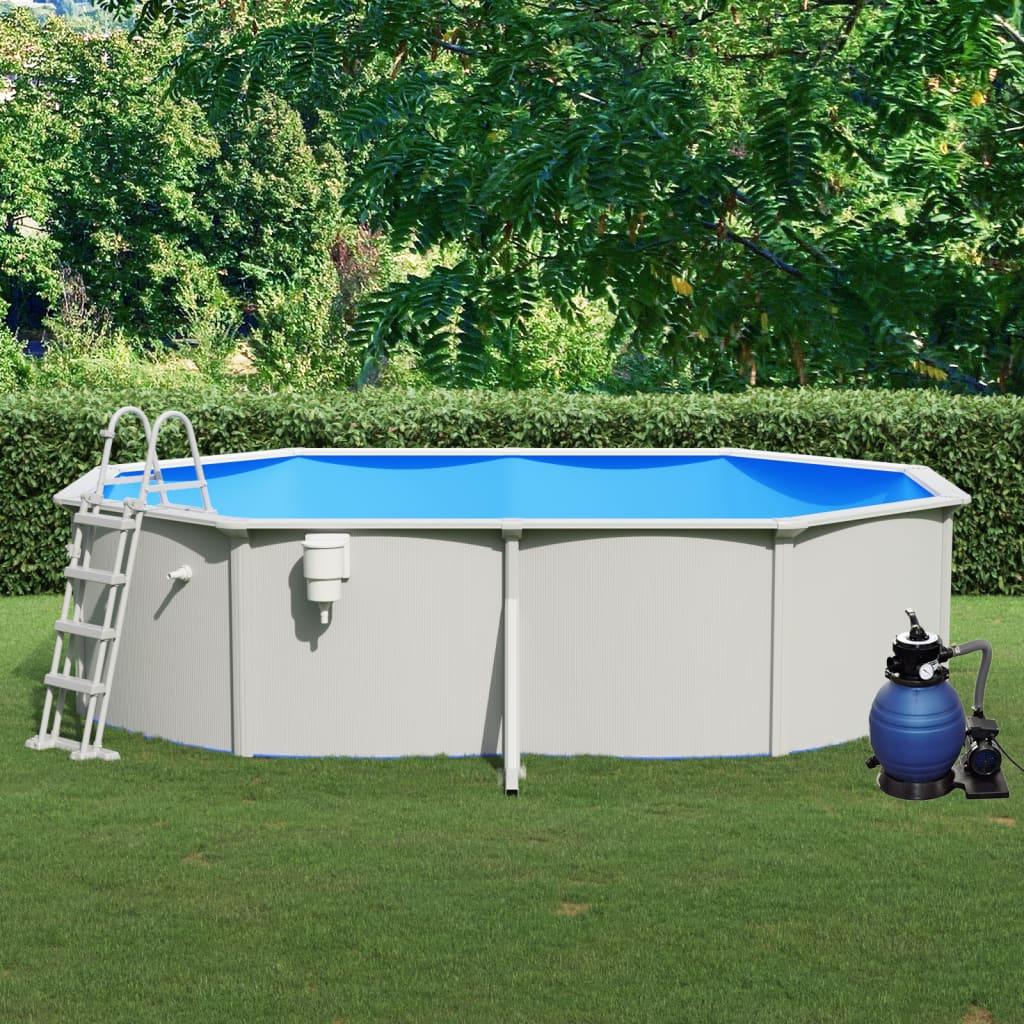 Zwembad met zandfilterpomp en ladder 490x360x120 cm - JouwSpeeltuin