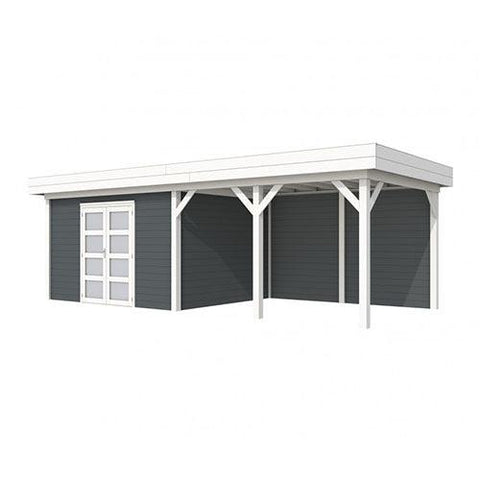 Image of Blokhut-WoodVision-Topvision-Tuinhuis-Parelhoen-met-luifel-400-cm-wit-antraciet