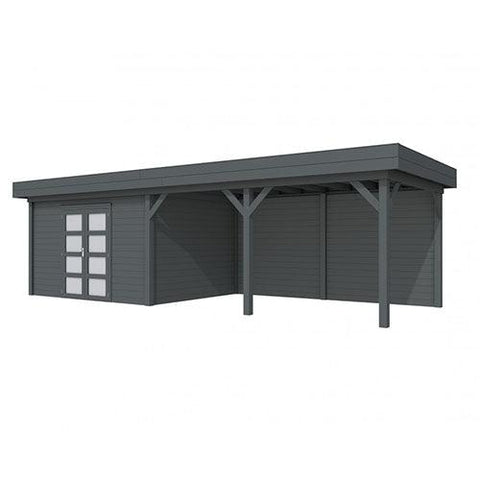 Image of Blokhut-WoodVision-Topvision-Tuinhuis-Parelhoen-met-luifel-500-cm-antraciet