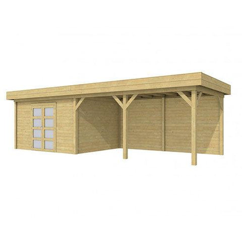 Image of Blokhut-WoodVision-Topvision-Tuinhuis-Parelhoen-met-luifel-500-cm-groen