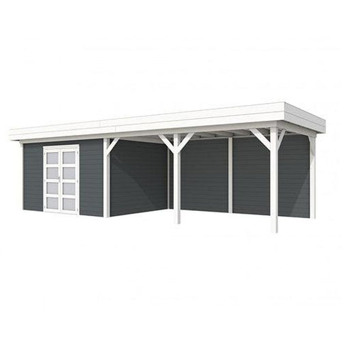 Image of Blokhut-WoodVision-Topvision-Tuinhuis-Parelhoen-met-luifel-500-cm-wit-antraciet