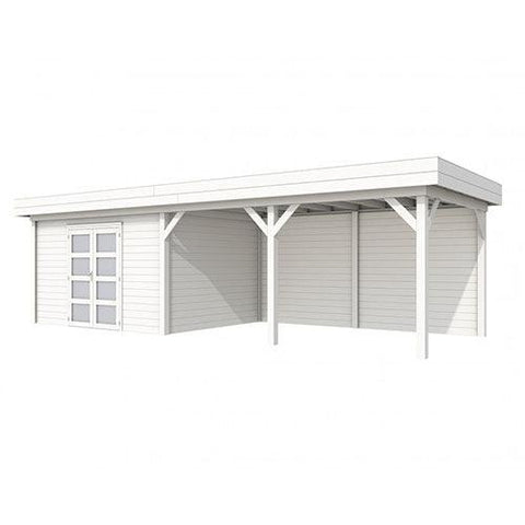 Image of Blokhut-WoodVision-Topvision-Tuinhuis-Parelhoen-met-luifel-500-cm-wit