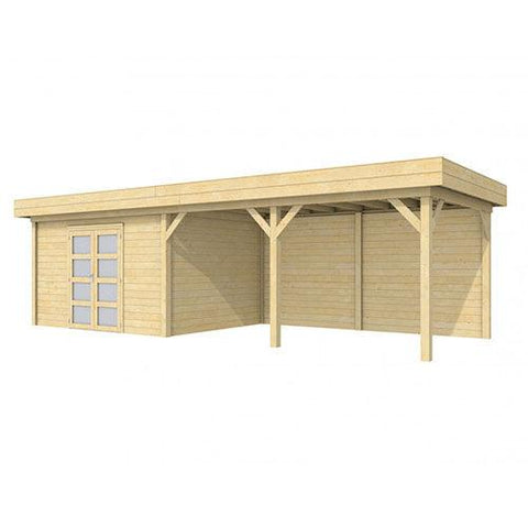 Image of Blokhut-WoodVision-Topvision-Tuinhuis-Parelhoen-met-luifel-500-cm