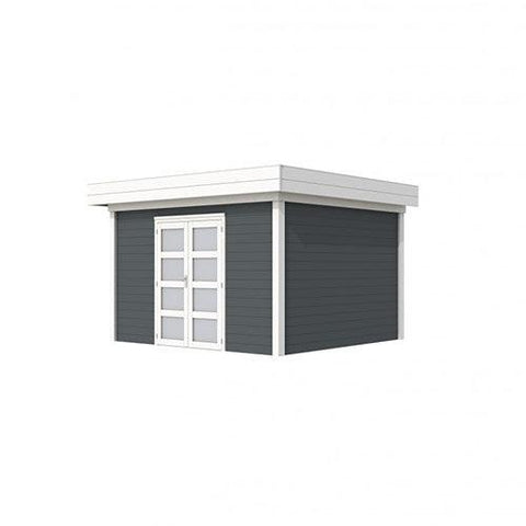 Image of Blokhut-WoodVision-Topvision-Tuinhuis-Parelhoen-wit-antraciet