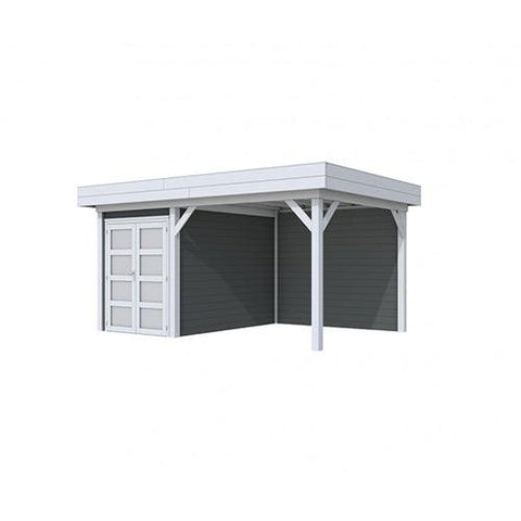 Image of Blokhut-WoodVision-Topvision-Tuinhuis-Zwaluw-met-luifel-300-cm-lichtgrijs-antraciet
