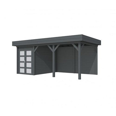 Image of Blokhut-WoodVision-Topvision-Tuinhuis-Zwaluw-met-luifel-400-cm-antraciet