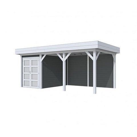 Image of Blokhut-WoodVision-Topvision-Tuinhuis-Zwaluw-met-luifel-400-cm-lichtgrijs-antraciet