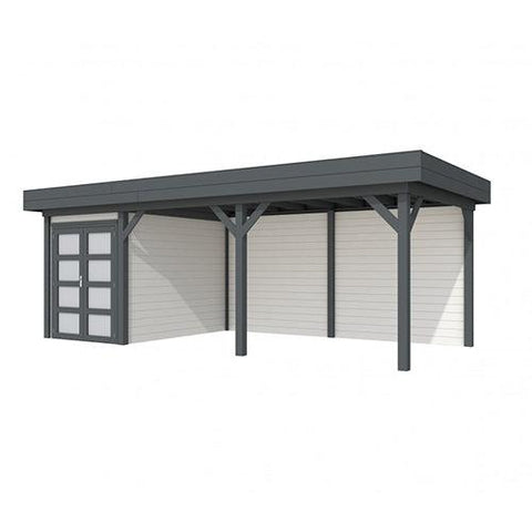 Image of Blokhut-WoodVision-Topvision-Tuinhuis-Zwaluw-met-luifel-500-cm-antraciet-wit