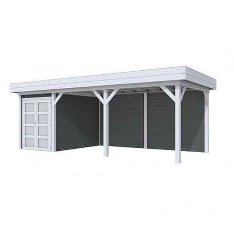 Image of Blokhut-WoodVision-Topvision-Tuinhuis-Zwaluw-met-luifel-500-cm-lichtgrijs-antraciet