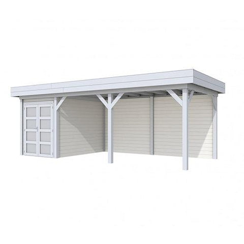 Image of Blokhut-WoodVision-Topvision-Tuinhuis-Zwaluw-met-luifel-500-cm-lichtgrijs-wit