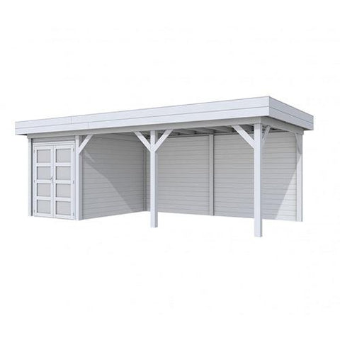 Image of Blokhut-WoodVision-Topvision-Tuinhuis-Zwaluw-met-luifel-500-cm-lichtgrijs
