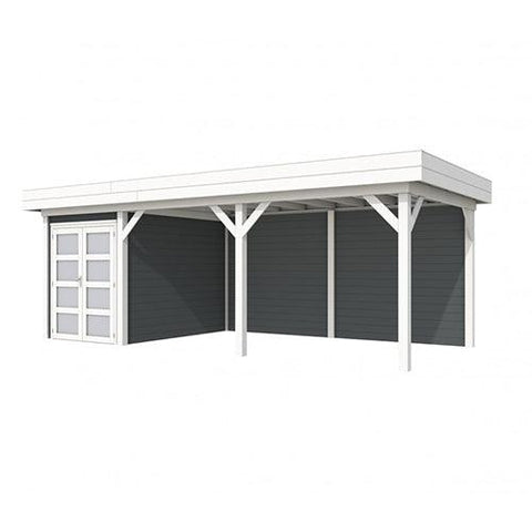 Image of Blokhut-WoodVision-Topvision-Tuinhuis-Zwaluw-met-luifel-500-cm-wit-antraciet