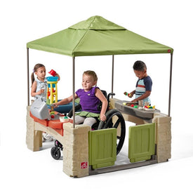 Kunststof Speelhuisje | Step2 - All Around Playtime Patio with Canopy - JouwSpeeltuin