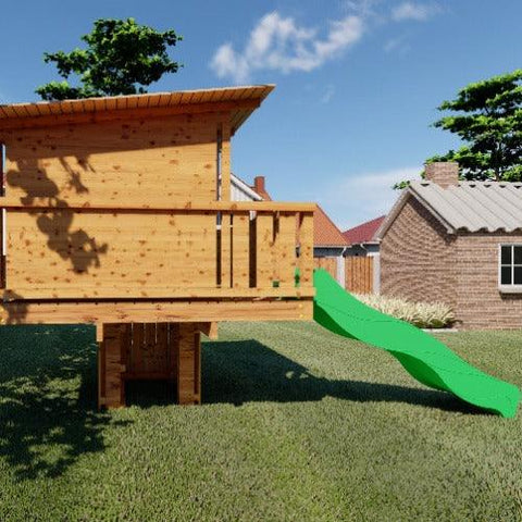 Image of Villa-Panda-boomhut-speeltoestel-met-glijbaan-outdoor-island