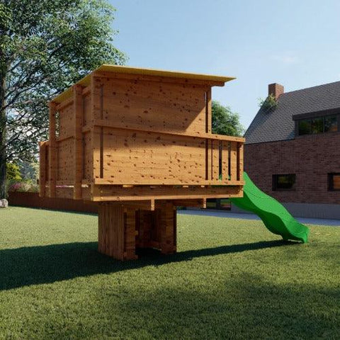 Image of Villa-Panda-outdoor-island-boomhut-speeltoren-met-glijbaan