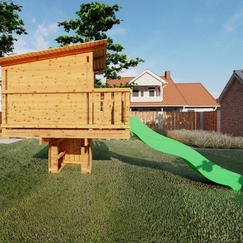 Image of Villa-Panda-zijkant-boomhut-met-glijbaan-outdoor-island