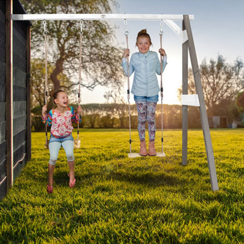 Image of Schommel | AXI - Dubbele aanbouwschommel (grijs/wit) - JouwSpeeltuin