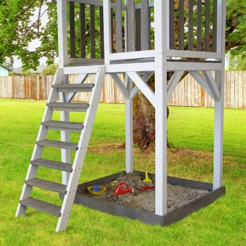 Image of beach-tower-speeltoren-grijs-wit-glijbaan-sunny