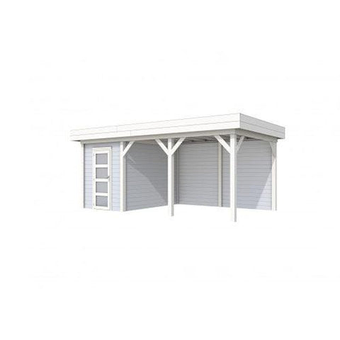 Image of blokhut-tuinhuis-topvision-vuren-hout-tuinhuisje-woodvision-jouw-speeltuin-luifel-400-lichtgrijs-wit