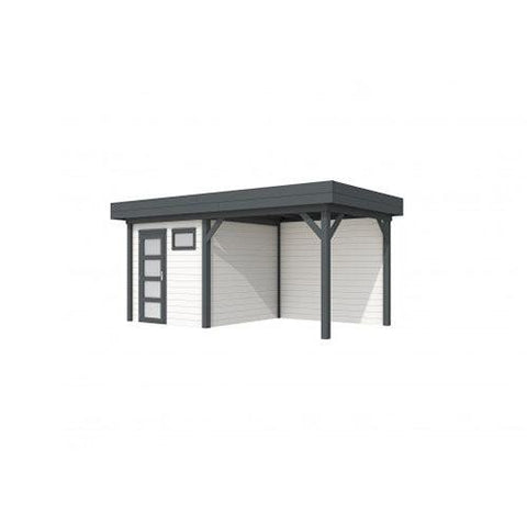 Image of blokhut-woodvision-topvision-tuinhuis-kuifmees-met-luifel-300-cm-antraciet-wit