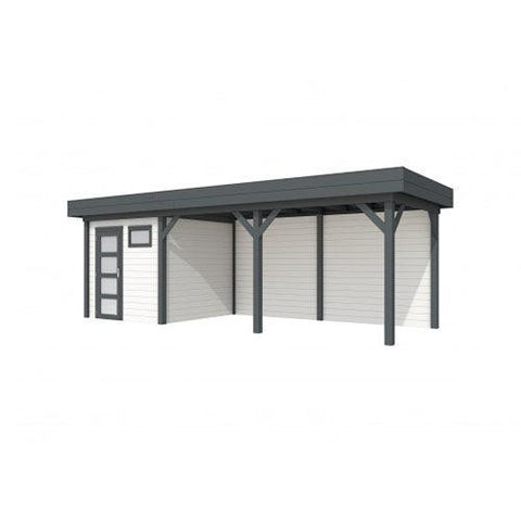 Image of blokhut-woodvision-topvision-tuinhuis-kuifmees-met-luifel-500-cm-antraciet-wit