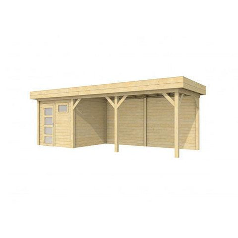 Image of blokhut-woodvision-topvision-tuinhuis-kuifmees-met-luifel-500-cm