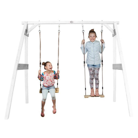 Image of Schommel | AXI - Dubbele schommel (wit/grijs) - JouwSpeeltuin