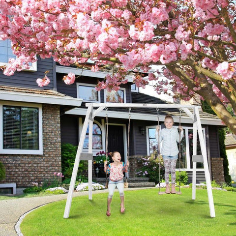 Image of Schommel | AXI - Dubbele schommel (wit/grijs) - JouwSpeeltuin