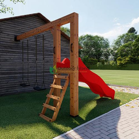 Image of outdoor-island-speeltoestel-douglas-hout-rode-glijbaan-jouw-speeltuin