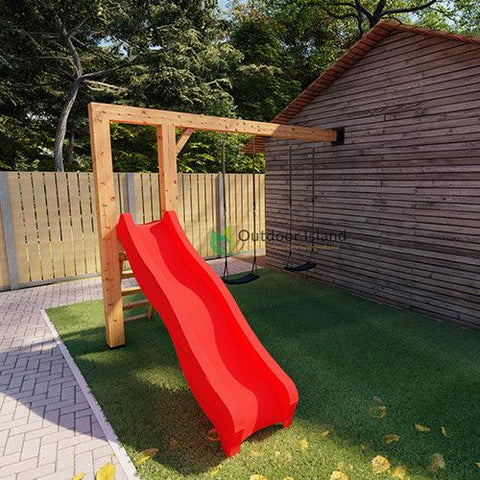 Image of schommel-glijbaan-speeltoestel-rood-douglas-hout-jouw-speeltuin