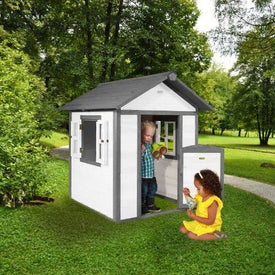 Houten speelhuisje | Sunny - Lodge (grijs/wit)