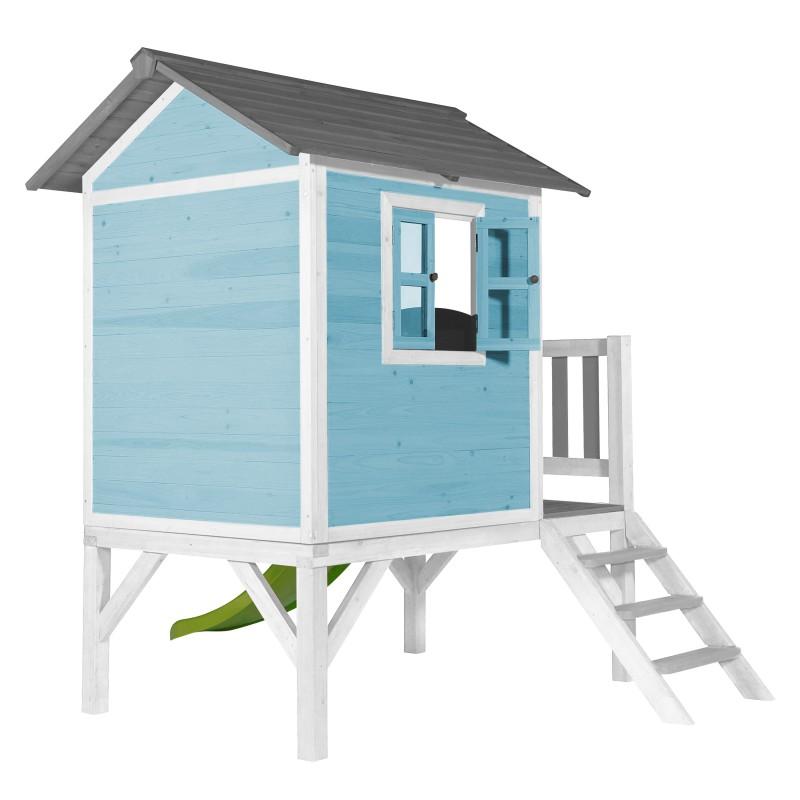 Houten speelhuisje | Sunny - Lodge XL (blauw/wit) - JouwSpeeltuin