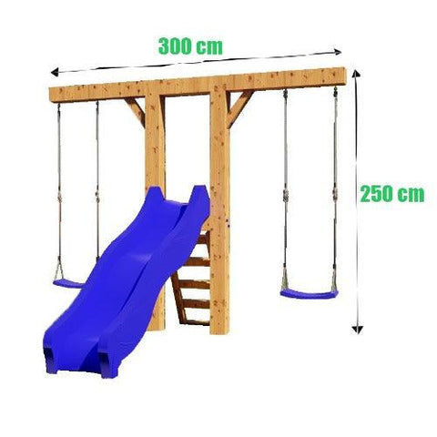 Image of speeltoestel-met-glijbaan-en-schommels-goofy-outdoor-island-afmetingen-en-informatie