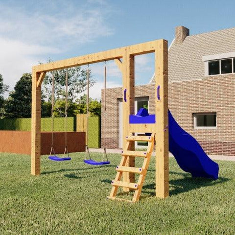 Image of speeltoestel-scar-blauwe-glijbaan-schommels-outdoor-island