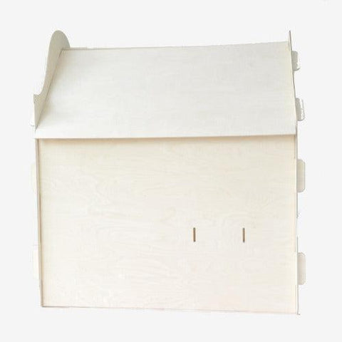 Image of zijkant-houten-speelhuisje-klokgevel-kinderhuisje-speelhuis-woodenplay