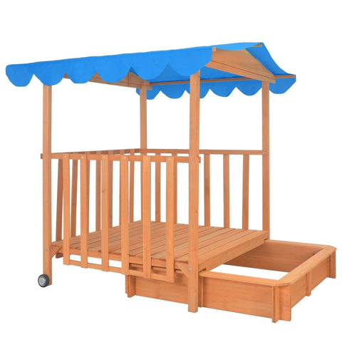 Image of Kinderspeelhuis met zandbak UV50 vurenhout blauw