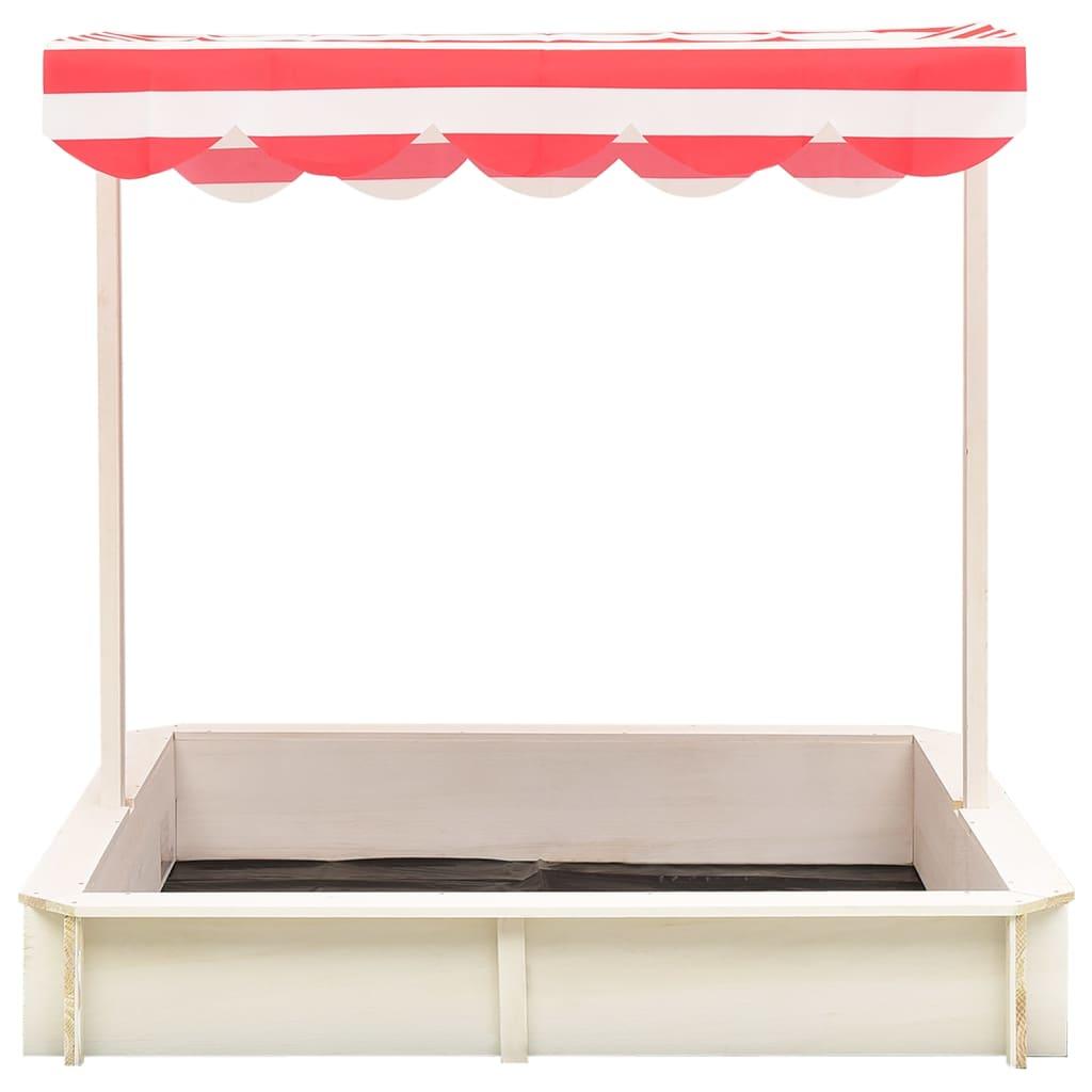 Zandbak met verstelbaar dak UV50 vurenhout wit en rood - JouwSpeeltuin