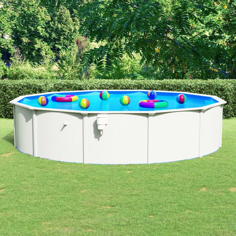Image of Zwembad met stalen wand rond 550x120 cm wit - JouwSpeeltuin