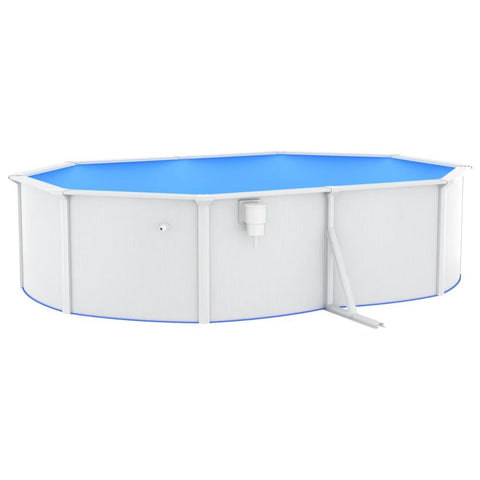 Image of Zwembad met stalen wand ovaal 490x360x120 cm wit - JouwSpeeltuin