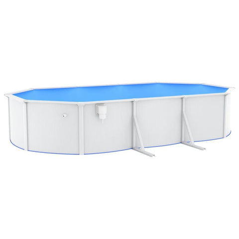 Zwembad met stalen wand ovaal 610x360x120 cm wit