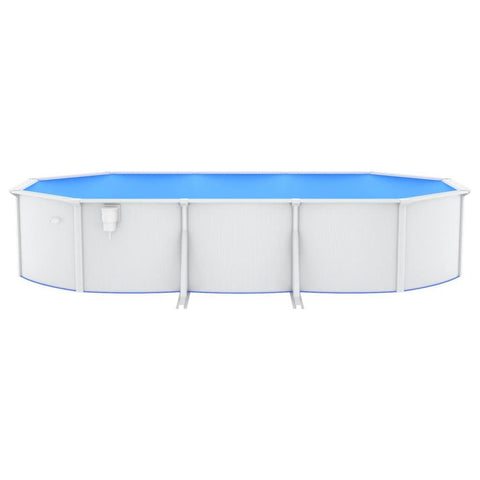 Image of Zwembad met stalen wand ovaal 610x360x120 cm wit - JouwSpeeltuin