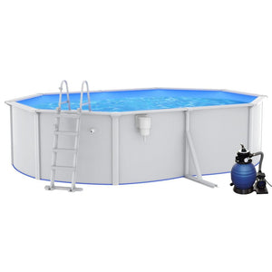 Zwembad met zandfilterpomp en ladder 490x360x120 cm