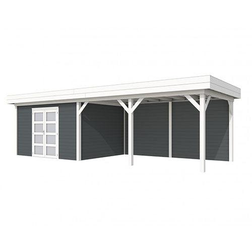 Blokhut-WoodVision-Topvision-Tuinhuis-Parelhoen-met-luifel-500-cm-wit-antraciet