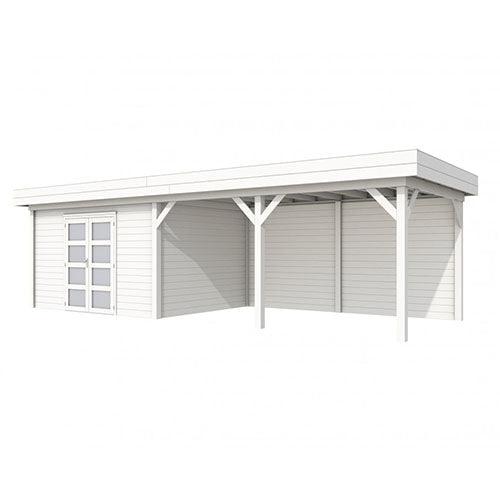 Blokhut-WoodVision-Topvision-Tuinhuis-Parelhoen-met-luifel-500-cm-wit