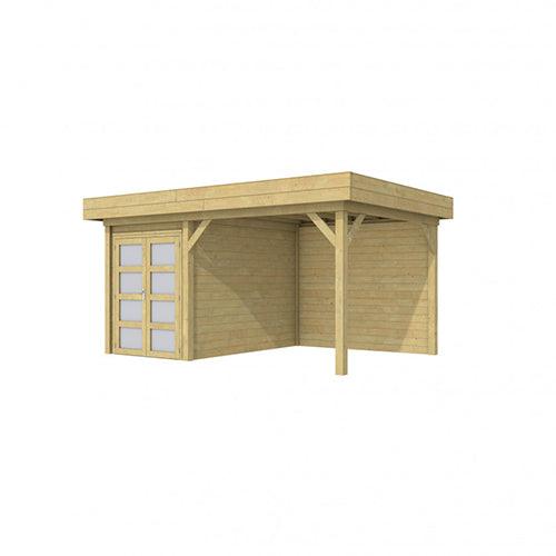 Blokhut-WoodVision-Topvision-Tuinhuis-Zwaluw-met-luifel-300-cm-groen