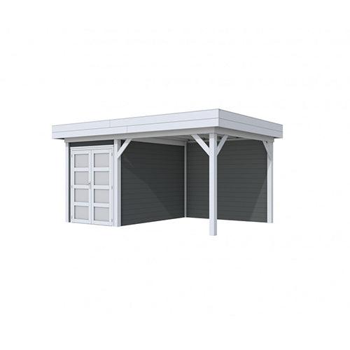 Blokhut-WoodVision-Topvision-Tuinhuis-Zwaluw-met-luifel-300-cm-lichtgrijs-antraciet