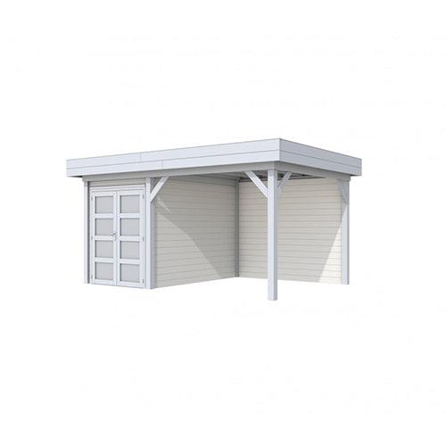 Blokhut-WoodVision-Topvision-Tuinhuis-Zwaluw-met-luifel-300-cm-lichtgrijs-wit