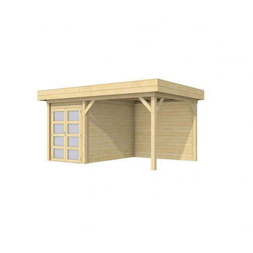 Blokhut-WoodVision-Topvision-Tuinhuis-Zwaluw-met-luifel-300-cm-onbehandeld-kleurloos